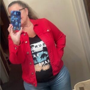 Coldwater Creek Vibrant Red Jean Jacket